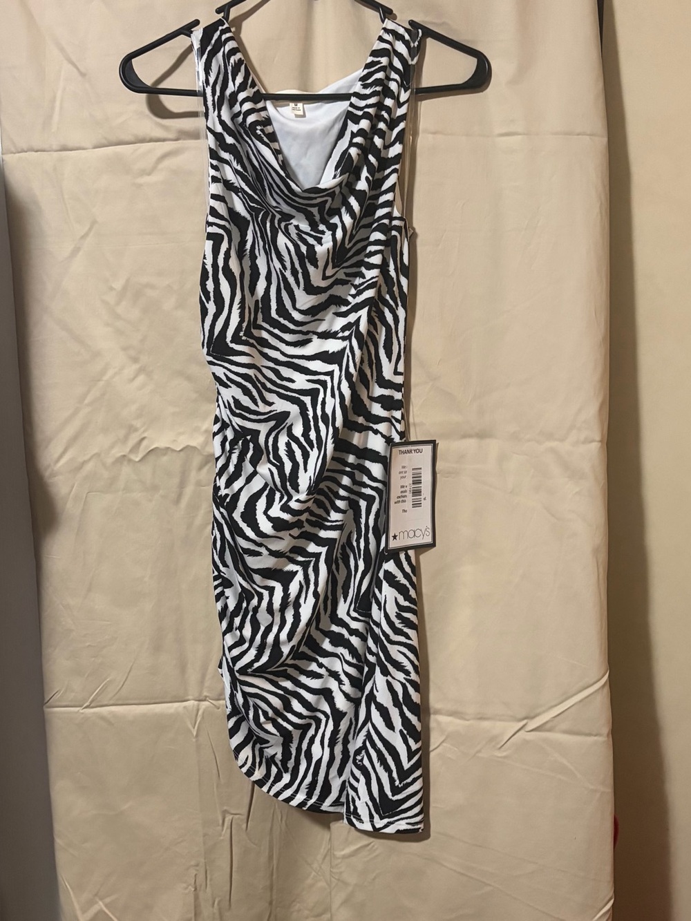 Macy's Black & White Zebra Asymmetrical Dress